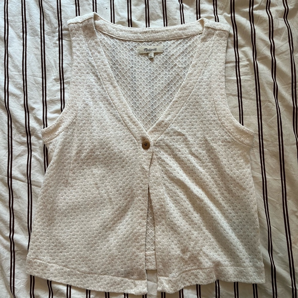 Madewell Cream Buttoned Sleeveless Tank Top